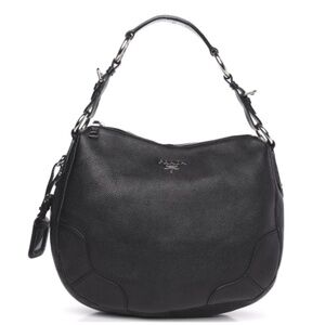 PRADA Vitello Daino Hobo in Black